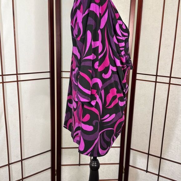 Lane Bryant purple and black blouse with built in cami - Picture 2 of 7